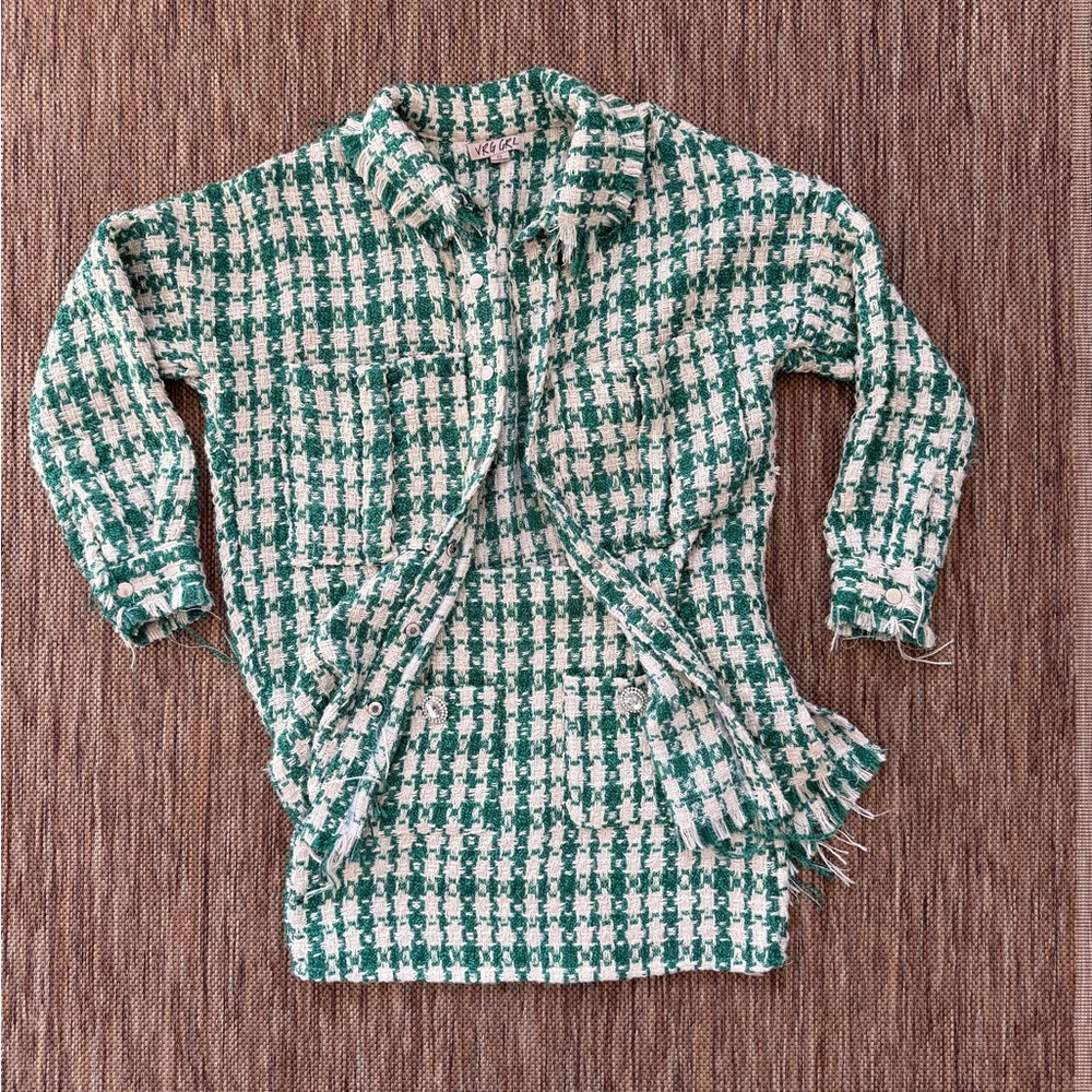 Verge Girl Green and White Checkered Shirt